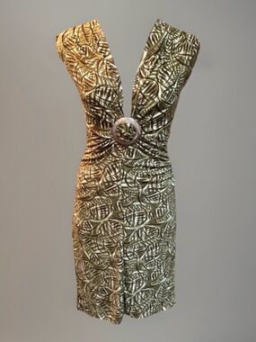 BoHo SEXY Urban Chic XOXO Body Hug Wood Accent Fishtail Plunging Neck Dress